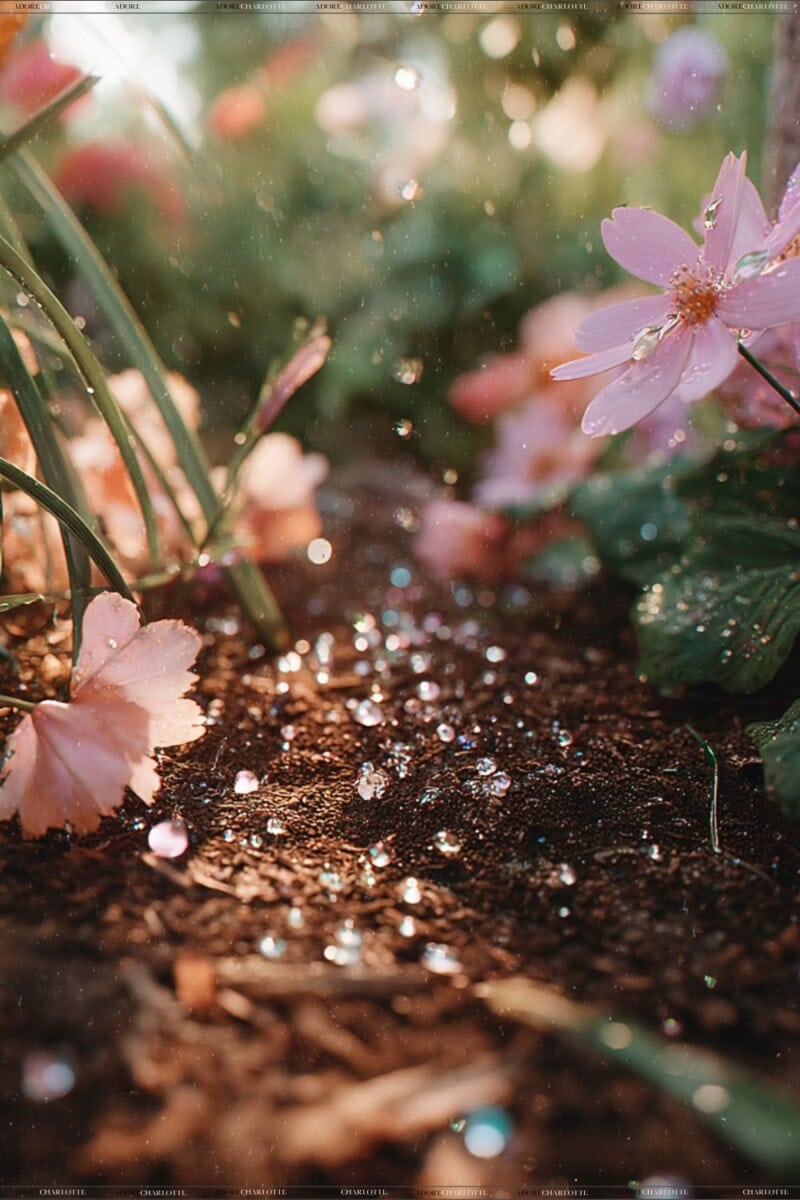 Beautiful flowers under the rain.