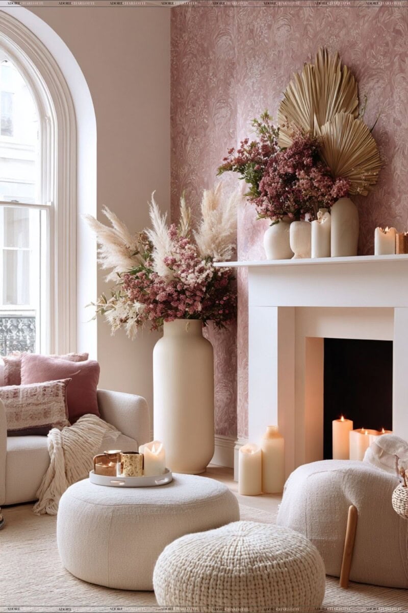 Refresh Your Living Room with soft decor layers.