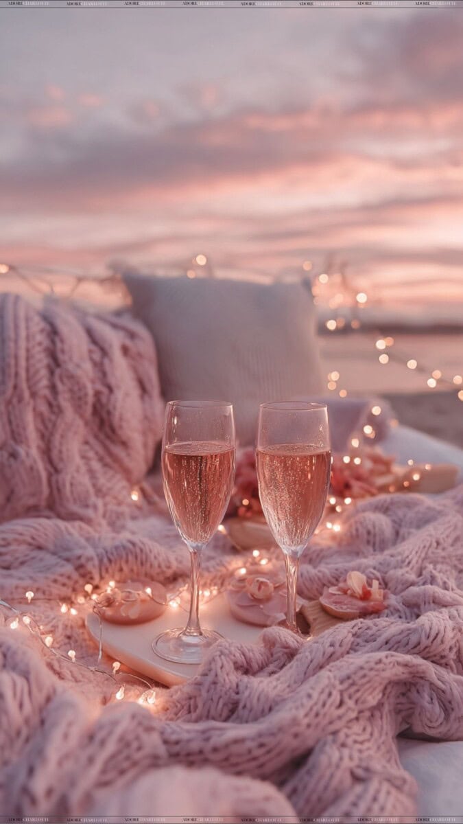 Two glasses of wine to celebrate the perfect engagement.