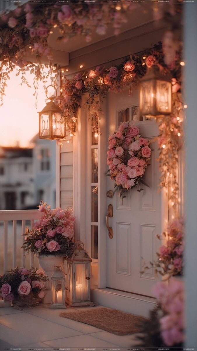 Stunning front door with Winter Safety and Security lights.