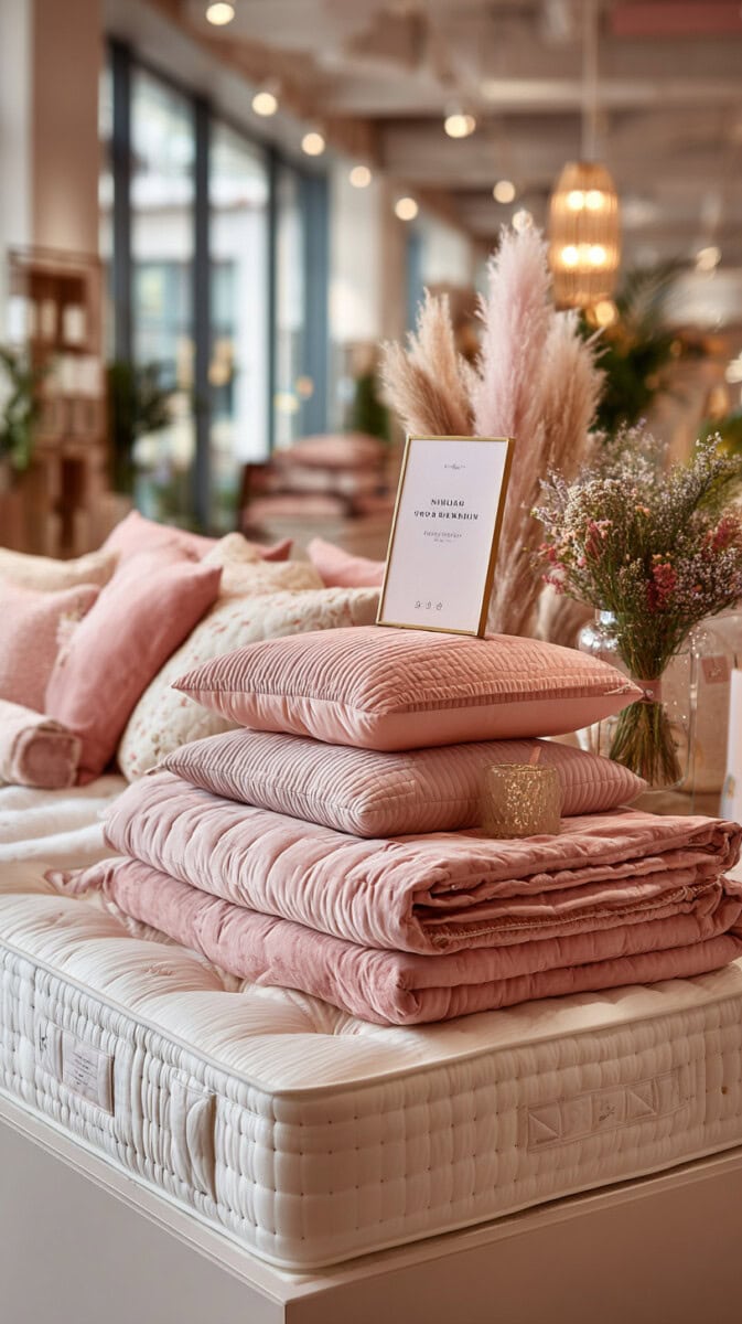 Save Money on Bensons for Beds Bedding on a matress in a showroom.